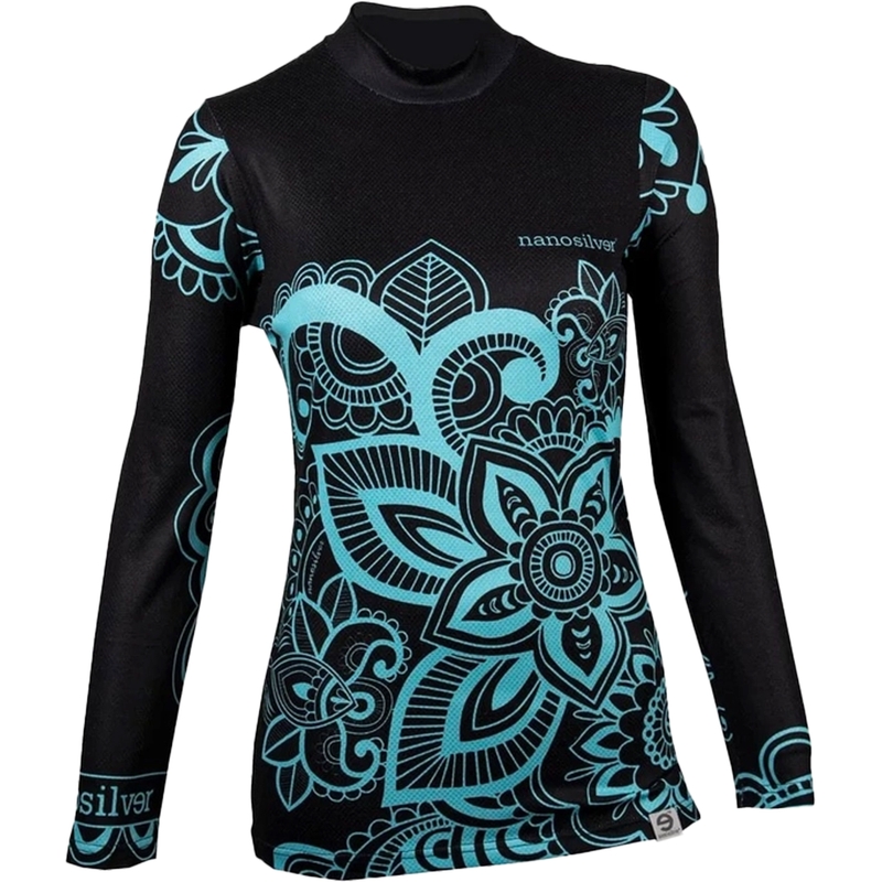 Naisten Thermal T-paita nanosilver® Flower turkoosi - pitkähihainen - pitkähihainen