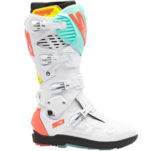 SiDi Crossfire 3 SRS moottoripyöräsaappaat valkoinen-fluo mint-fluo koralli