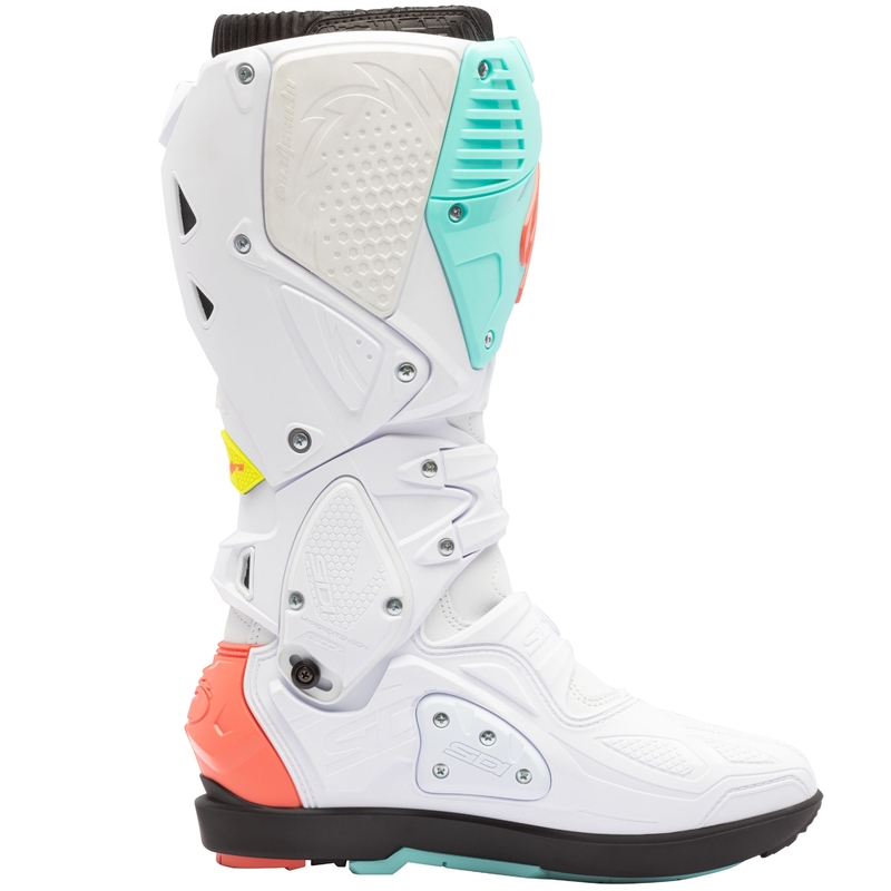 SiDi Crossfire 3 SRS moottoripyöräsaappaat valkoinen-fluo mint-fluo koralli