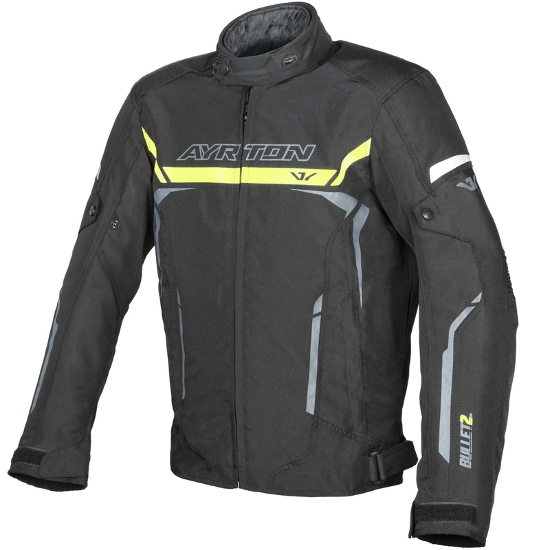 Ayrton Bullet II musta-fluo-kelta-harmaa moottoripyörätakki