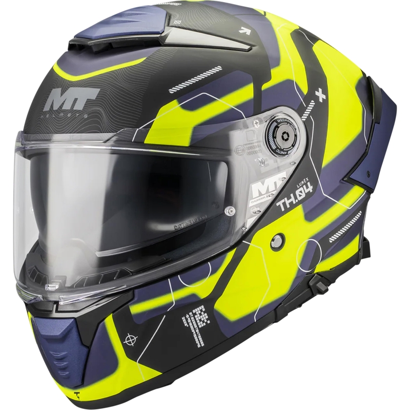 Kokokasvoinen moottoripyöräkypärä MT Thunder 4 SV Lumex B27 musta-sini-fluo keltainen