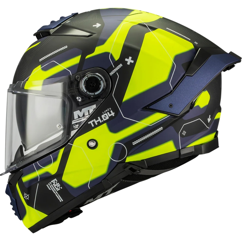 Kokokasvoinen moottoripyöräkypärä MT Thunder 4 SV Lumex B27 musta-sini-fluo keltainen