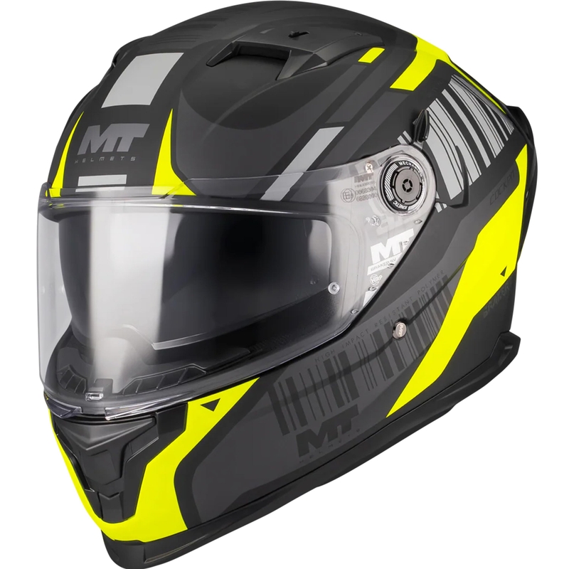 Kokokasvoinen moottoripyöräkypärä MT Braker SV Cockpit B13 mattamusta-harmaa-fluo-keltainen