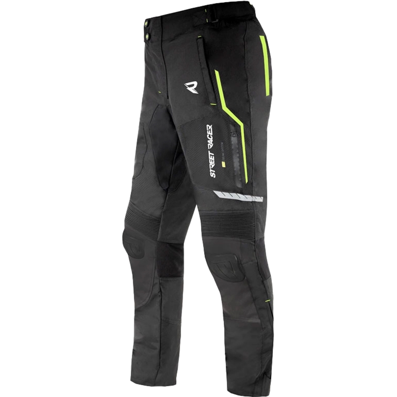 Street Racer Flex EVO moottoripyöräilyhousut musta-fluo keltainen