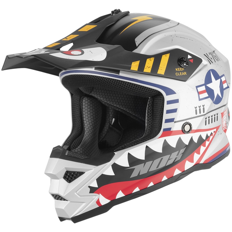NOX N761 Fly Fighter Lasten Motocross Kypärä Hopea-Monivärinen