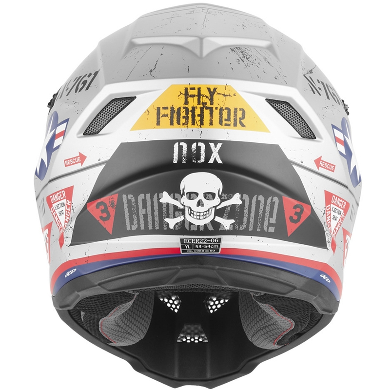 NOX N761 Fly Fighter Lasten Motocross Kypärä Hopea-Monivärinen