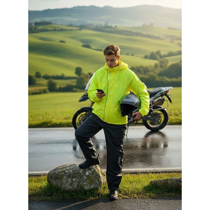 Moottoripyörän sadetakki SiDi Tempora fluo keltainen-musta