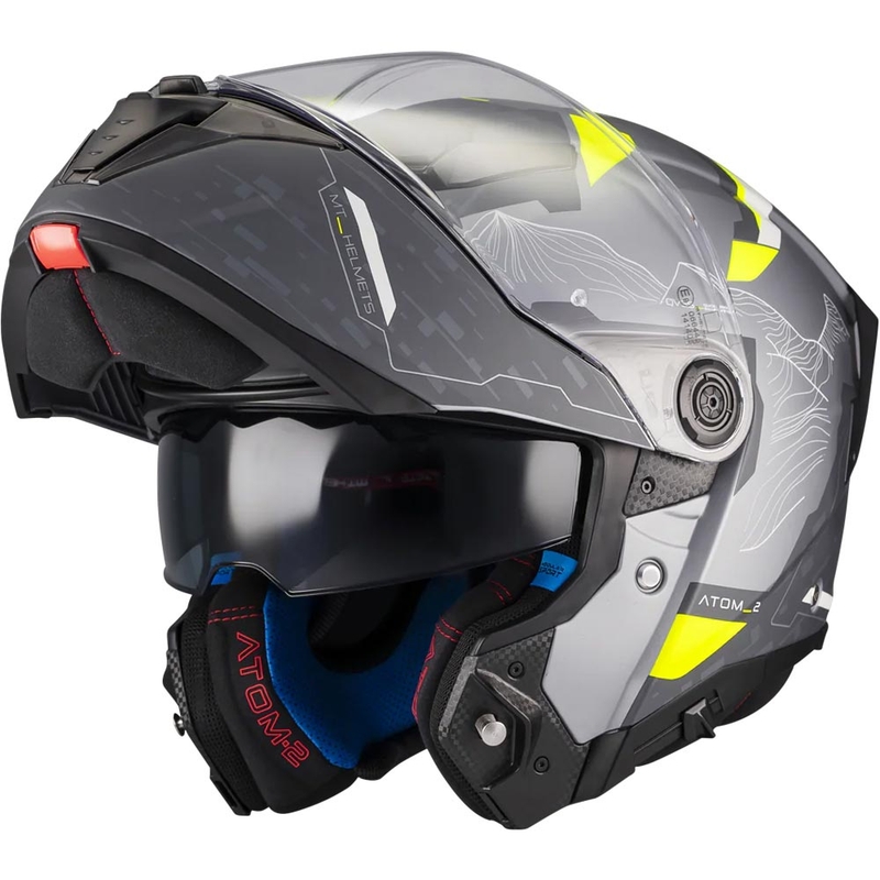 Avattava moottoripyöräkypärä MT Atom 2 SV Highlands E2 mattamusta-harmaa-fluo-keltainen