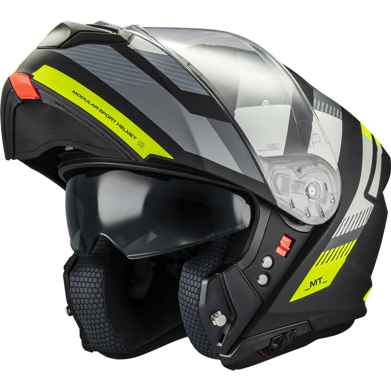 Avattava moottoripyöräkypärä MT Genesis SV Stroke B13 mattamusta-harmaa-fluo-keltainen
