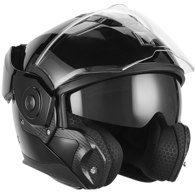 NOX PREMIUM Spinner avattava moottoripyöräkypärä musta