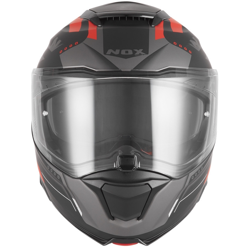 Avattava moottoripyöräkypärä NOX N967 Conquer mattamusta-punainen