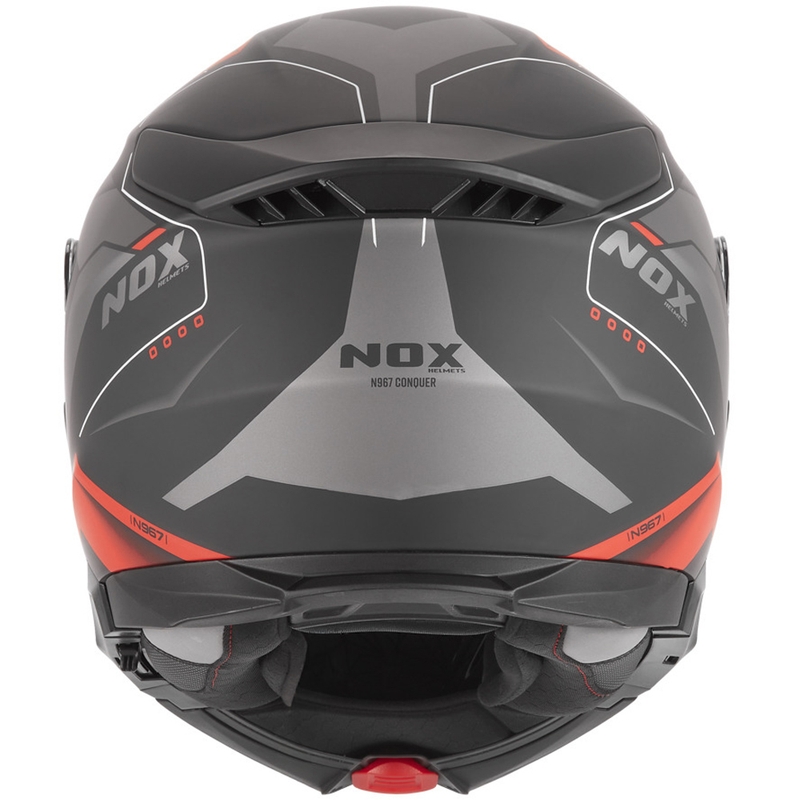 Avattava moottoripyöräkypärä NOX N967 Conquer mattamusta-punainen