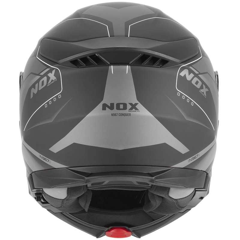 Avattava moottoripyöräkypärä NOX N967 Conquer mattamusta-hopea