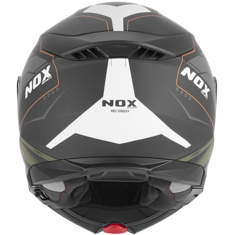 Avattava moottoripyöräkypärä NOX N967 Conquer mattamusta-khaki-oranssi