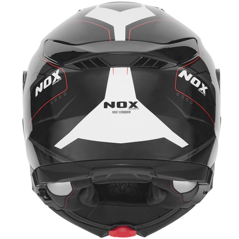 Avattava moottoripyöräkypärä NOX N967 Conquer mattamusta-valkoinen-punainen