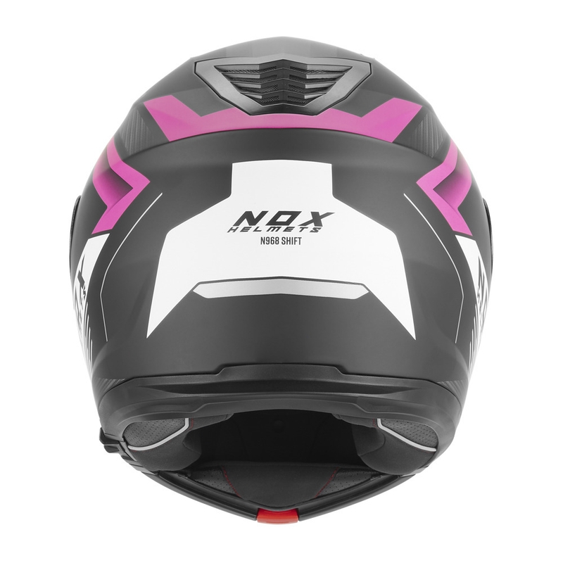 Avattava moottoripyöräkypärä NOX N968 Shift mattamusta-valkoinen-pinkki