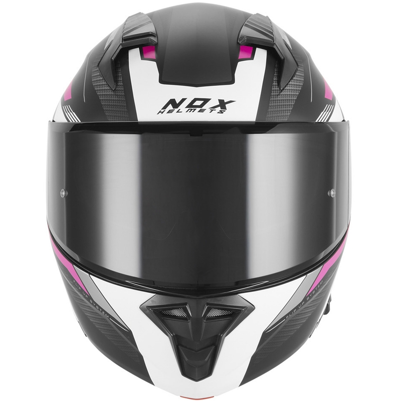 Avattava moottoripyöräkypärä NOX N968 Shift mattamusta-valkoinen-pinkki