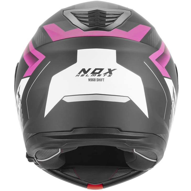 Avattava moottoripyöräkypärä NOX N968 Shift mattamusta-valkoinen-pinkki