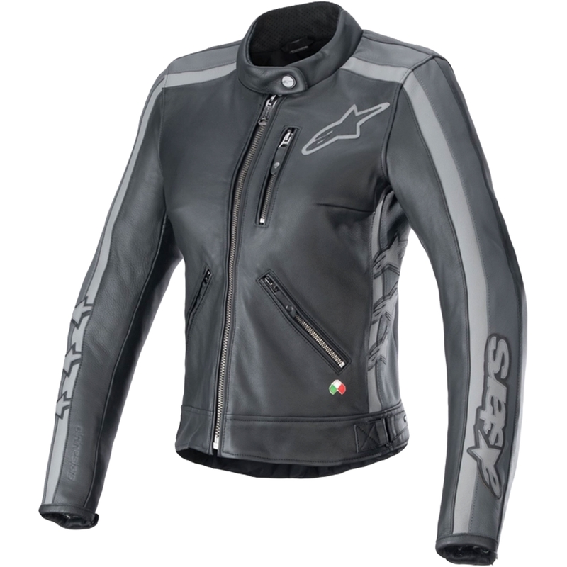 Alpinestars Stella Dyno Naisten nahkainen moottoripyöräily takki Musta ja harmaa