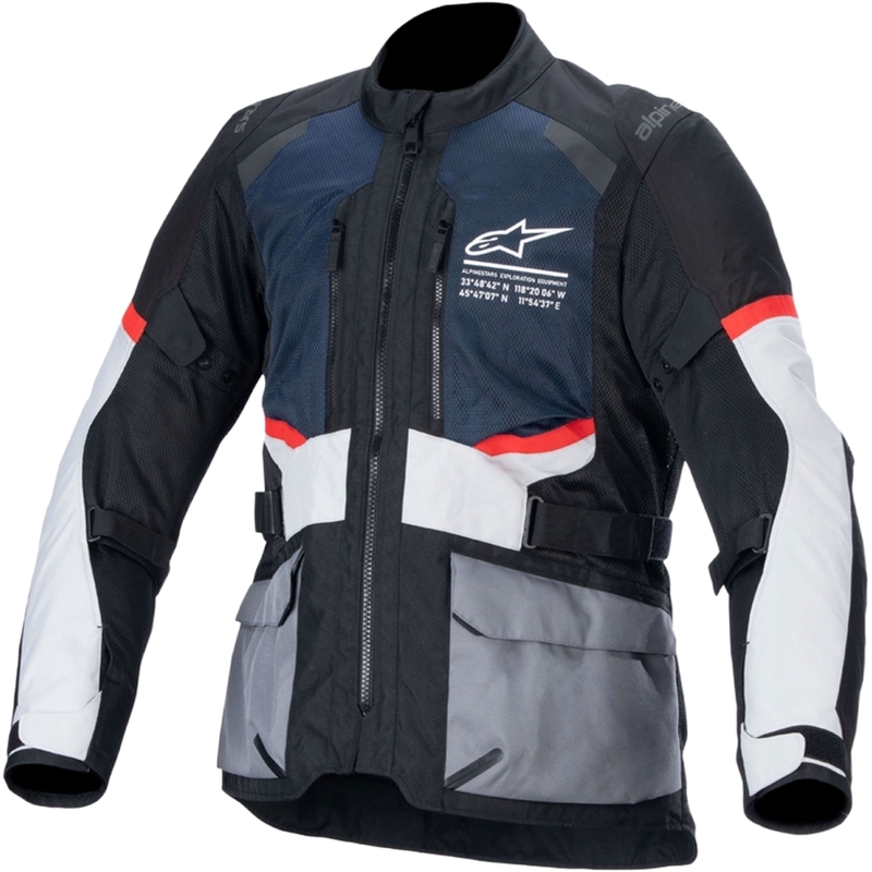Alpinestars Andes Drystar Moottoripyöräily takki tummansininen-musta-vaaleanharmaa