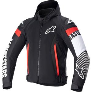 Alpinestars Zaca Air Vedenpitävä Moottoripyöräily takki Musta-valkoinen-Fluo Red
