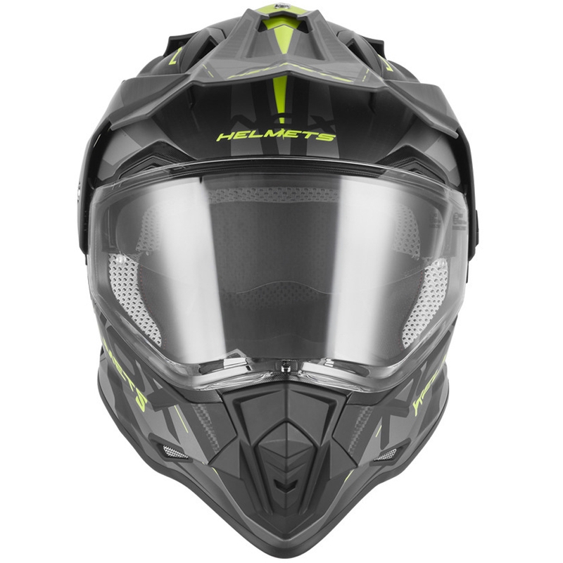 Enduro-moottoripyöräkypärä NOX N312 Track mattamusta-fluo-keltainen