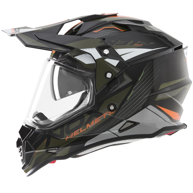 Enduro-moottoripyöräkypärä NOX N312 Track khaki-oranssi