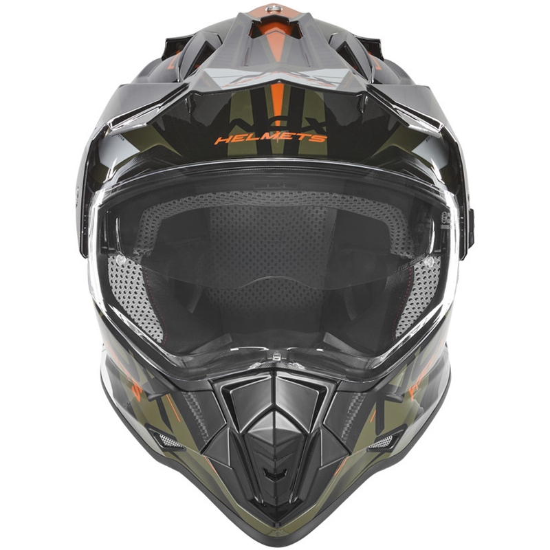 Enduro-moottoripyöräkypärä NOX N312 Track khaki-oranssi