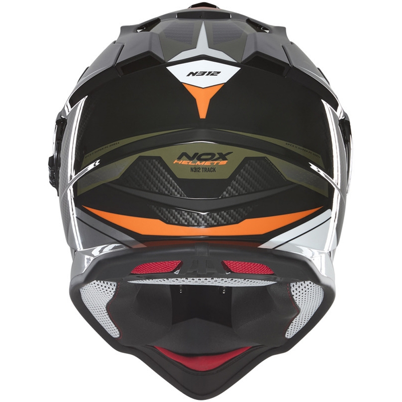 Enduro-moottoripyöräkypärä NOX N312 Track khaki-oranssi