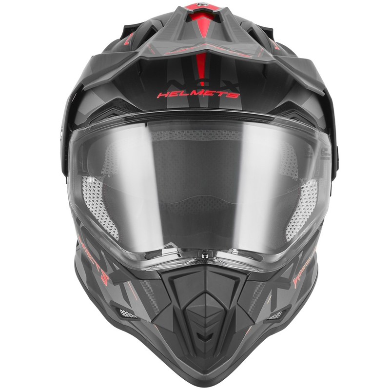 Enduro-moottoripyöräkypärä NOX N312 Track mattamusta-punainen