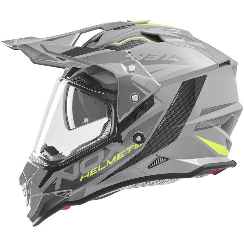 Enduro-moottoripyöräkypärä NOX N312 Track harmaa-fluo keltainen