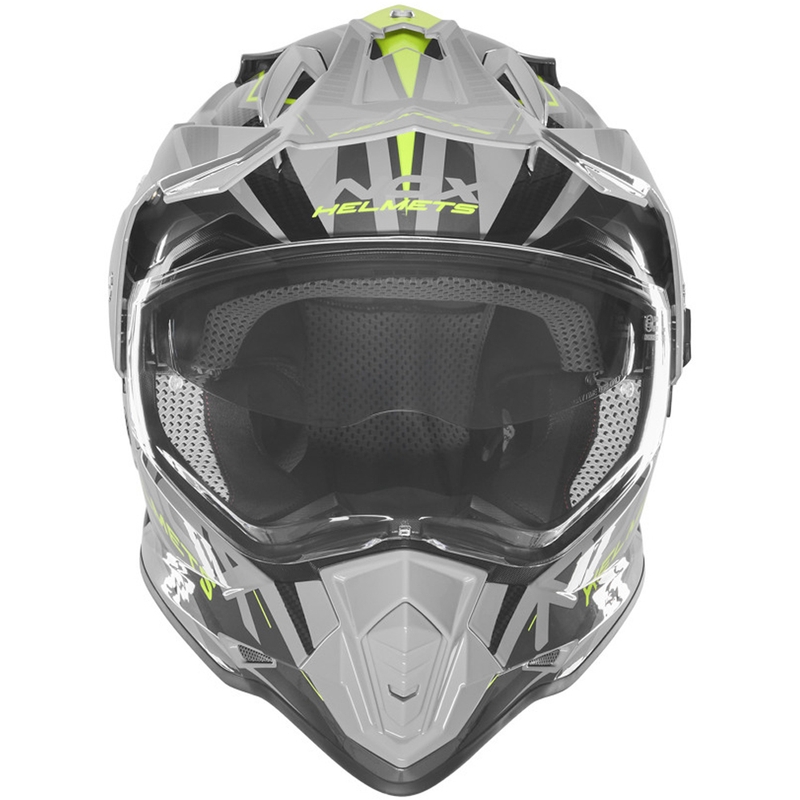 Enduro-moottoripyöräkypärä NOX N312 Track harmaa-fluo keltainen