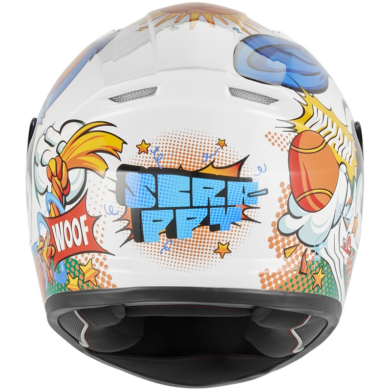 Lasten täysikokoinen moottoripyöräkypärä NOX N731 Scrappy valkoinen-monivärinen