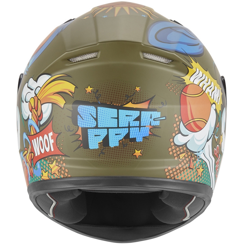 Lasten täysikokoinen moottoripyöräkypärä NOX N731 Scrappy khaki-monivärinen