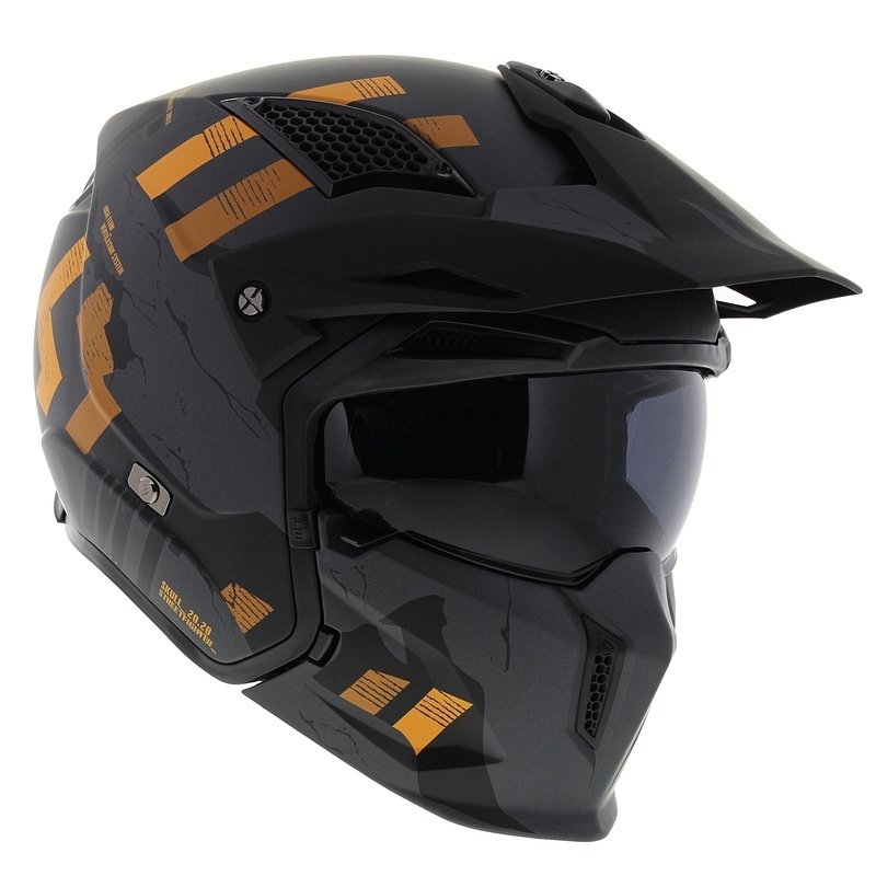 Avokypärä maskilla MT Streetfighter SV S Skull A12 harmaanoranssi iridiumvisiirillä - II. laatu