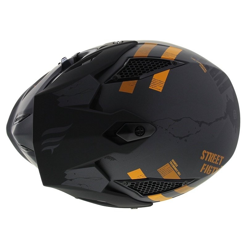 Avokypärä maskilla MT Streetfighter SV S Skull A12 harmaanoranssi iridiumvisiirillä - II. laatu