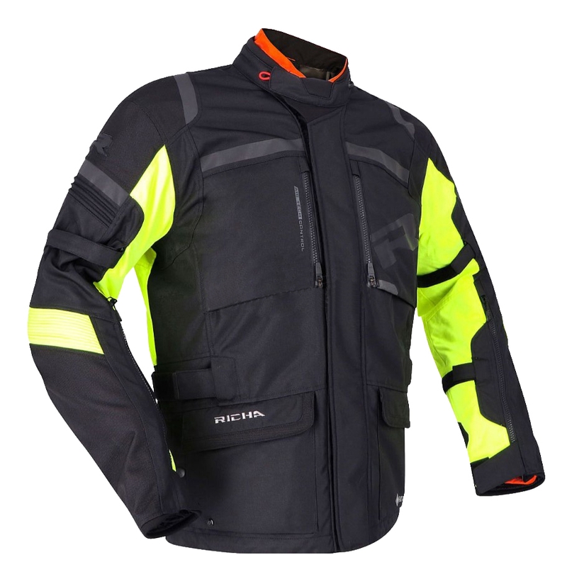 RICHA Brutus GTX moottoripyörätakki musta-fluo keltainen alennusmyynti - 2. laatu - II. laatu