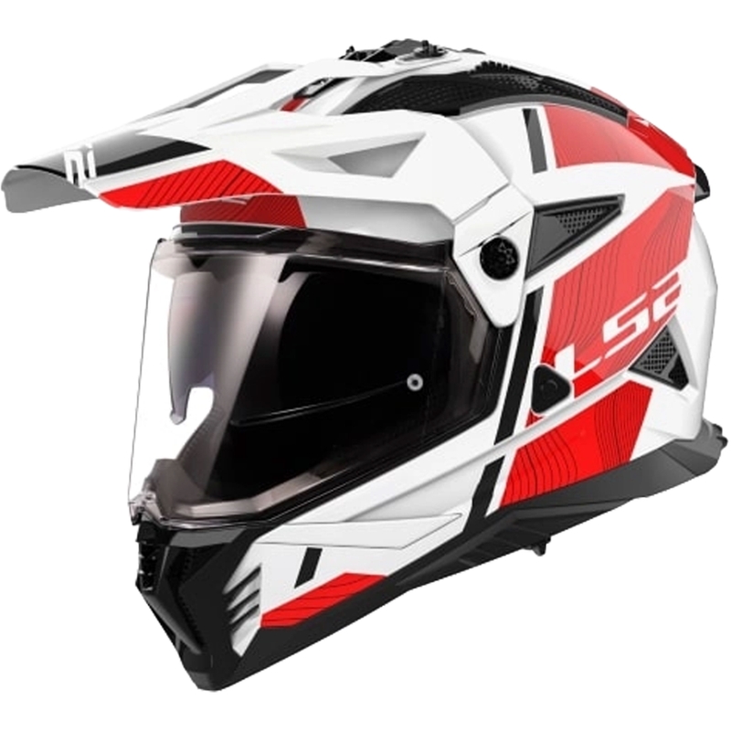 Enduro moottoripyöräilykypärä LS2 MX702 PIONEER II HILL valko-punainen