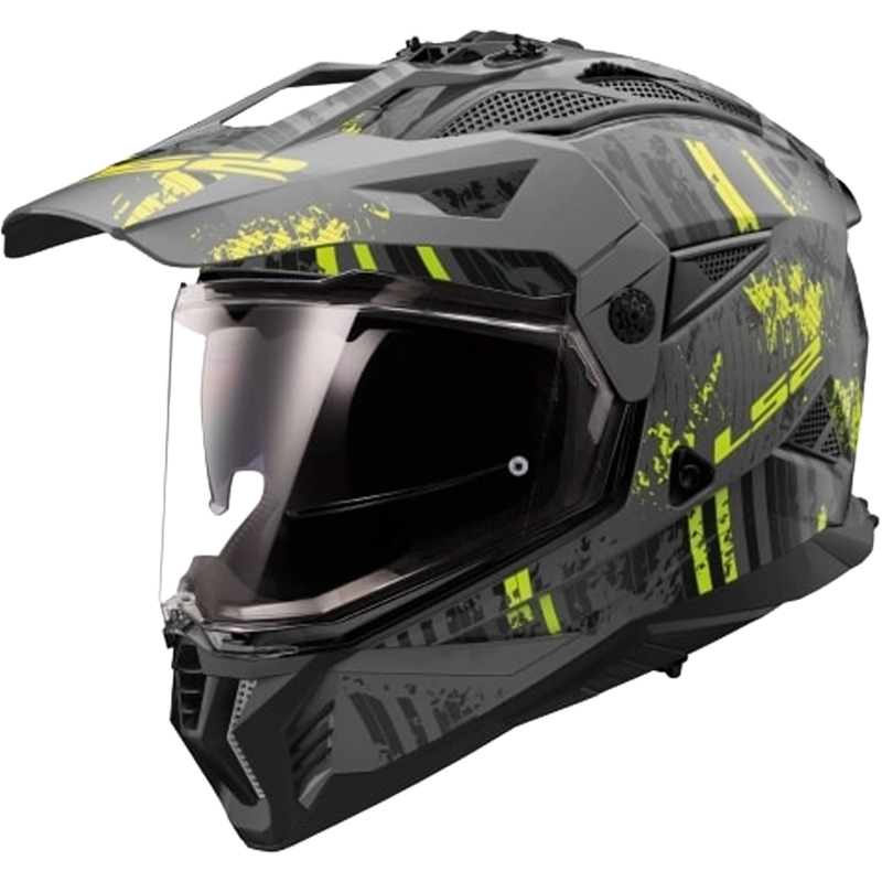 Enduro-moottoripyöräkypärä LS2 MX702 PIONEER II CRAZY musta-fluo keltainen