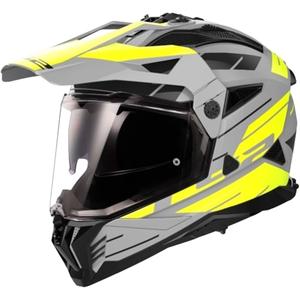 Enduro-moottoripyöräilykypärä LS2 MX702 PIONEER II NAMIB harmaa-fluokankeltainen