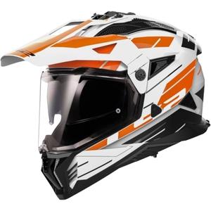 Enduro moottoripyöräilykypärä LS2 MX702 PIONEER II NAMIB valkoinen-oranssi