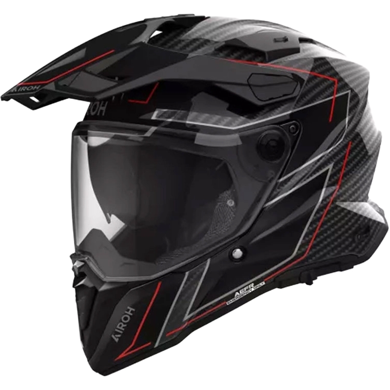 Airoh Commander 2 Carbon Tyylikäs musta-punainen endurokypärä