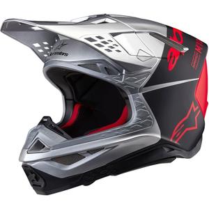 Alpinestars Supertech S-M10 Flood motocross kypärä matta hopea-musta-oranssi fluo