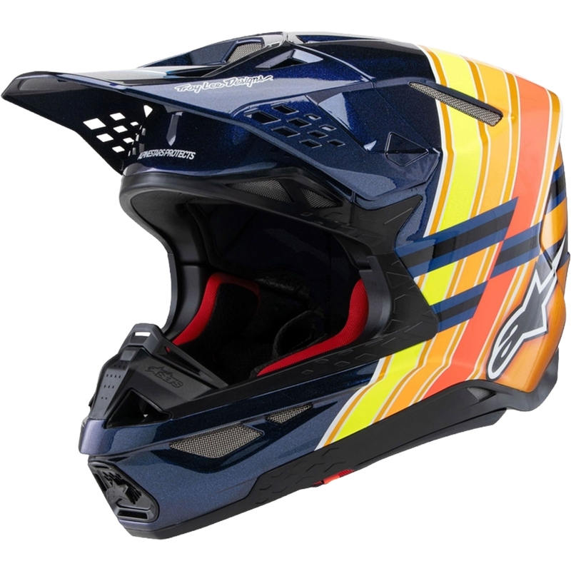 Alpinestars Supertech S-M10 motocross kypärä TROY LEE DESIGNS helmiäisen sininen-fluo oranssi-kelta-punainen - punainen