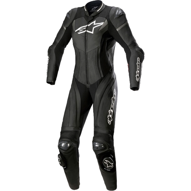 Alpinestars Naisten yksiosainen nahkainen moottoripyöräilyhaalari Alpinestars STELLA GP PLUS 2 Musta-valkoinen-metalliharmaa