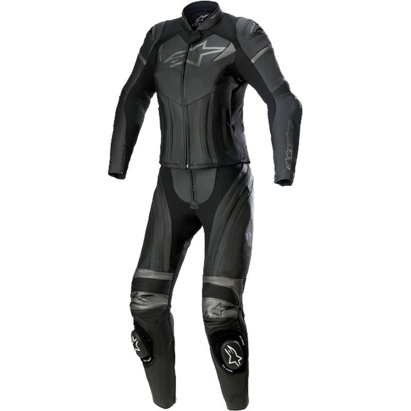 Alpinestars STELLA GP PLUS 2 naisten kaksiosainen nahkainen moottoripyöräpuku musta ja harmaa metalliväri