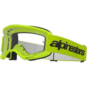 Alpinestars Vision 3 Wordmark fluo-keltaiset motocross-lasit kirkkaalla pleksillä.