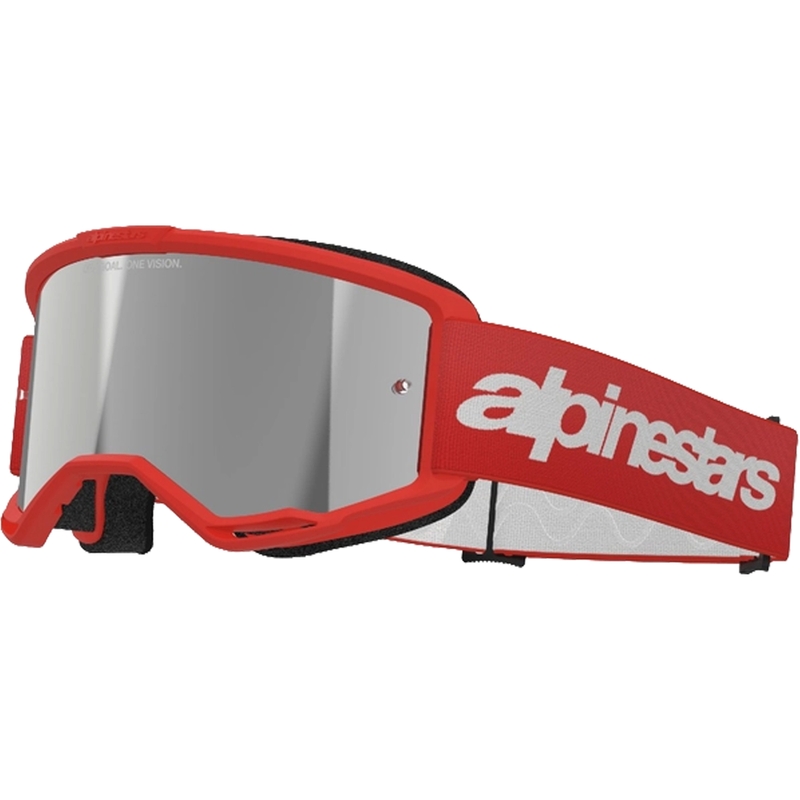 Alpinestars Vision 3 Wordmark motocrosslasit punaiset, hopeinen radial-linssi