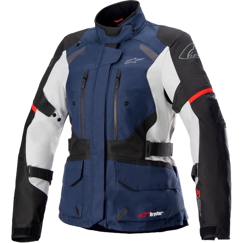 Alpinestars Stella Andes Drystar Naisten moottoripyöräily takki Tummansininen-Musta-Mustanharmaa-Punainen