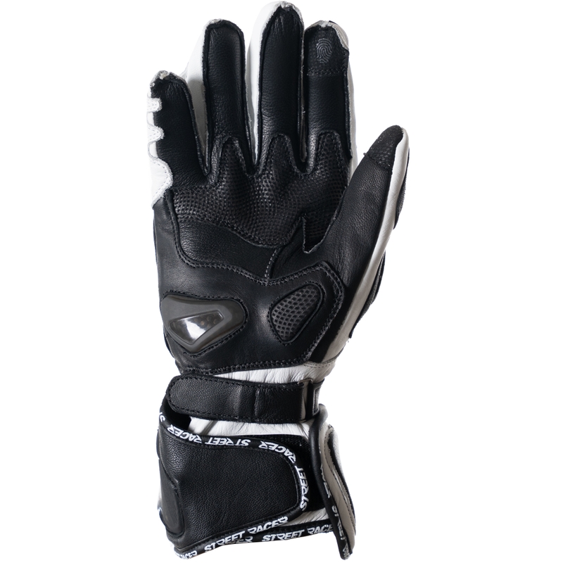 Street Racer Virus 2 mustavalkoiset moottoripyöräkäsineet